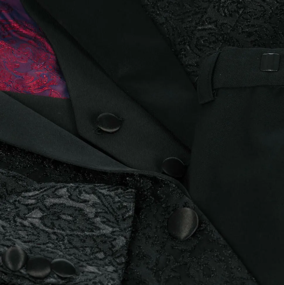 Boys Black Jacquard Suit