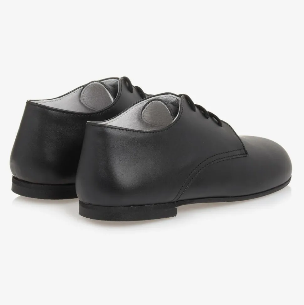 Boys Black Lace-Up Leather Shoes