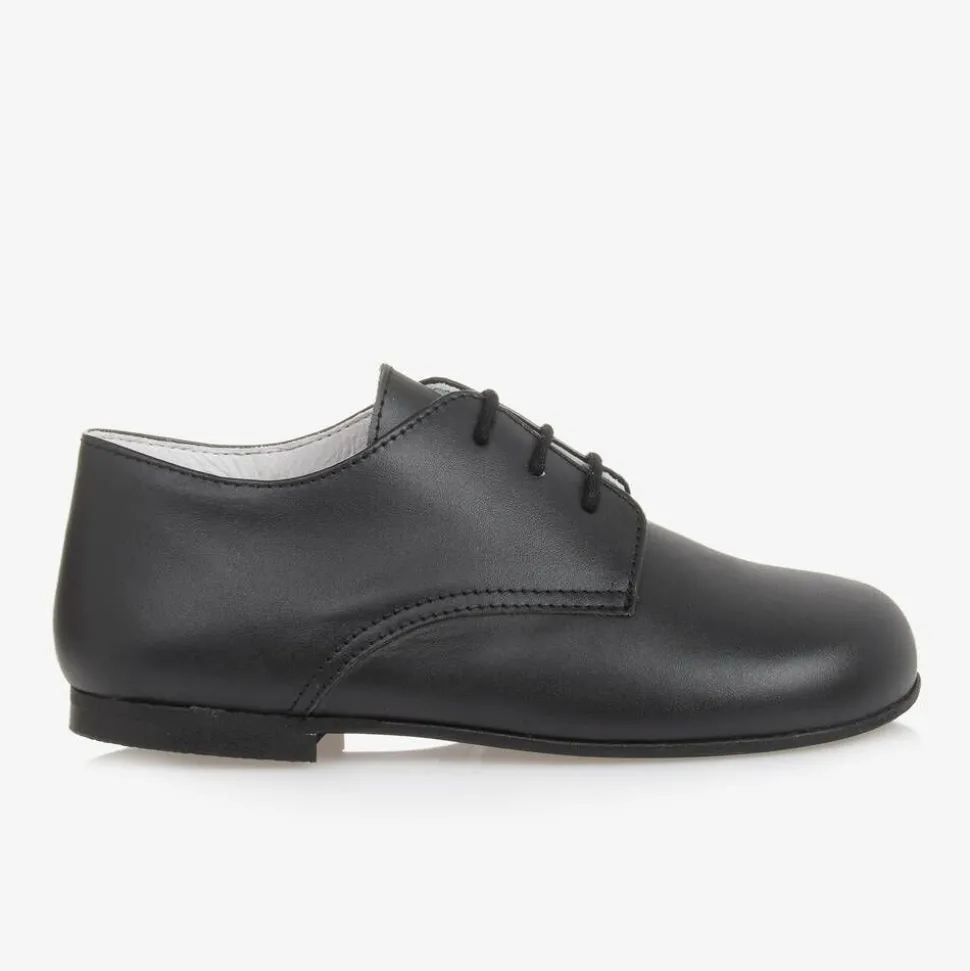 Boys Black Lace-Up Leather Shoes
