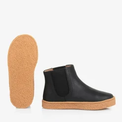 Boys Black Leather Ankle Boots