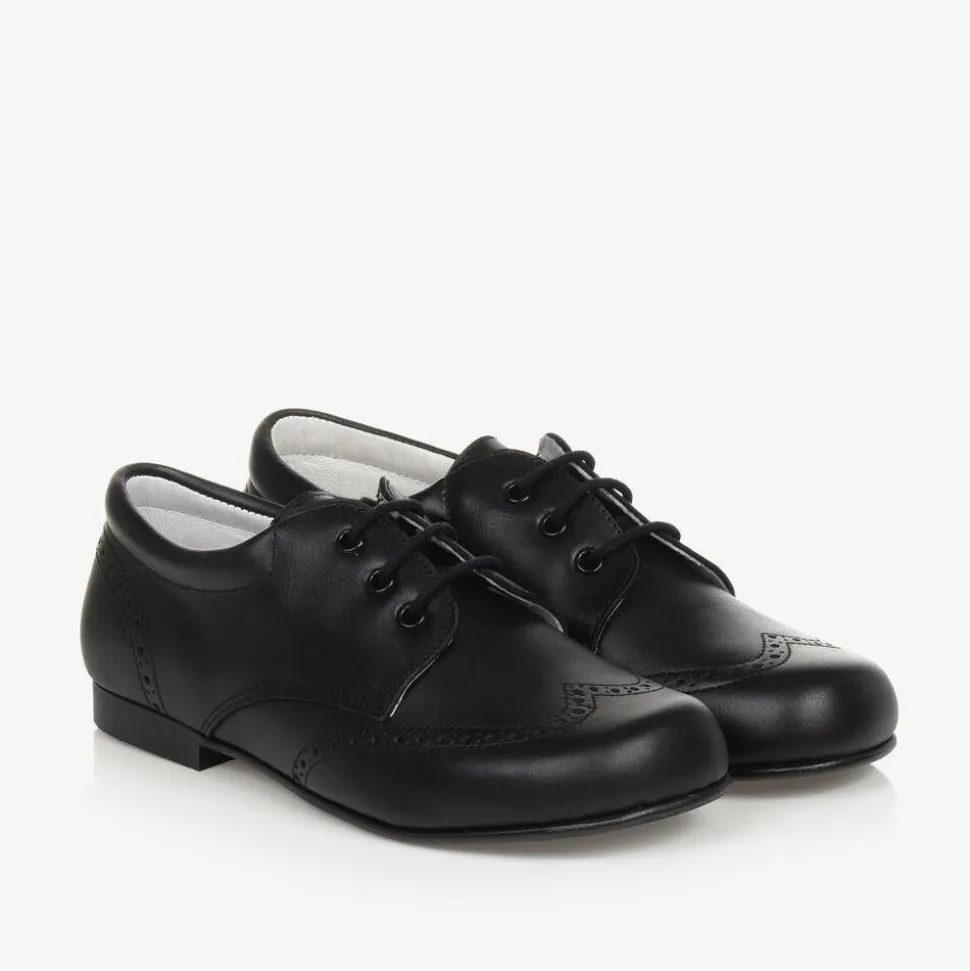Boys Black Leather Brogues
