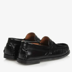 Boys Black Leather Loafers