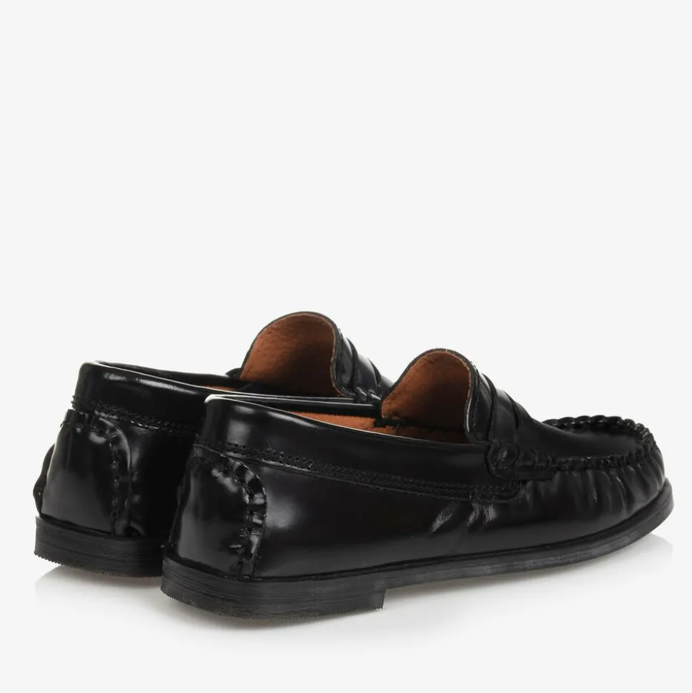 Boys Black Leather Loafers