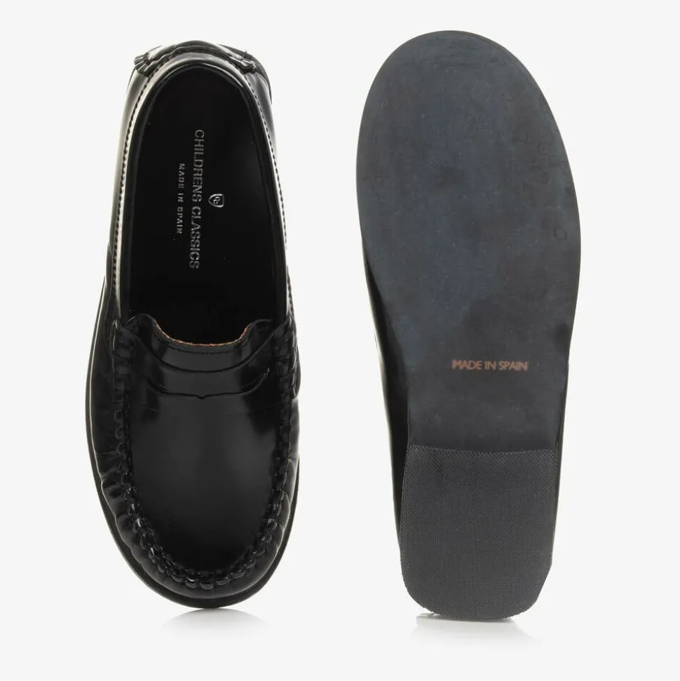 Boys Black Leather Loafers