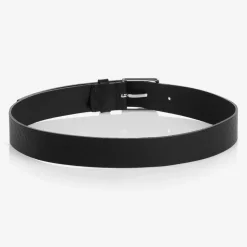 Boys Black Leather Monogram Belt