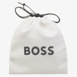 Boys Black Leather Monogram Belt