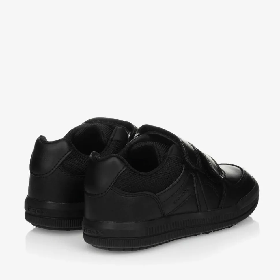Boys Black Leather Trainers