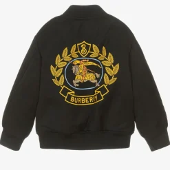 Boys Black Logo Bomber Jacket