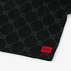 Boys Black Monogram Cotton T-Shirt