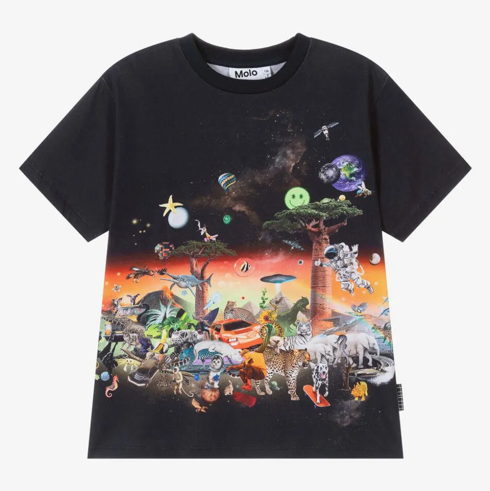 Boys Black Organic Cotton Graphic T-Shirt