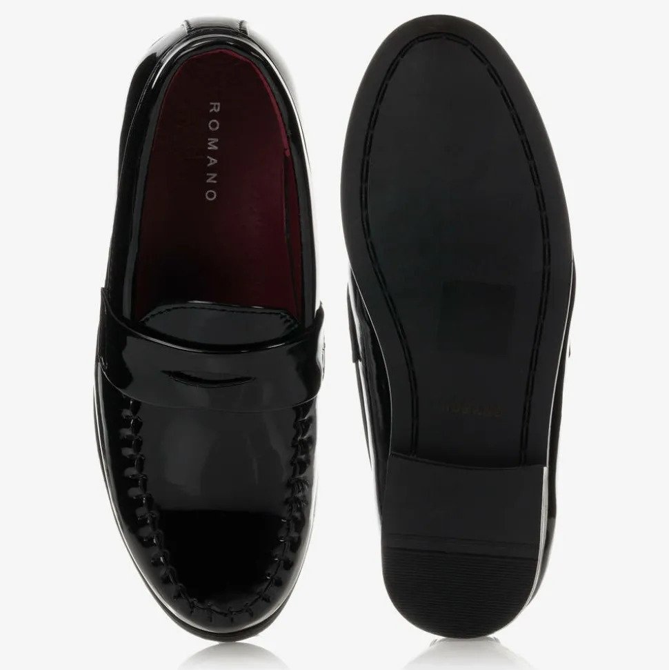 Boys Black Patent Penny Loafers