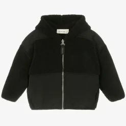 Boys Black Reversible Fleece Zip-Up Hoodie