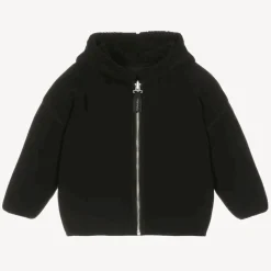 Boys Black Reversible Fleece Zip-Up Hoodie