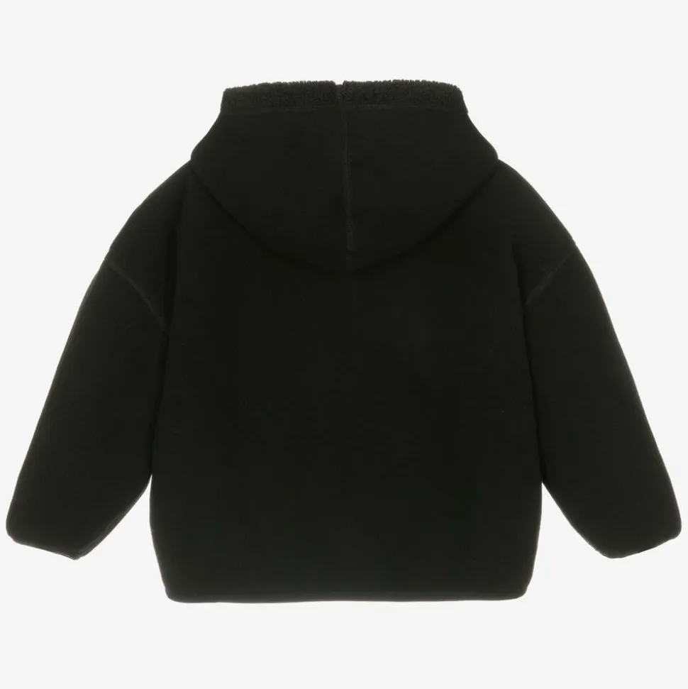 Boys Black Reversible Fleece Zip-Up Hoodie