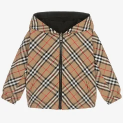 Boys Black Reversible Vintage Check Jacket