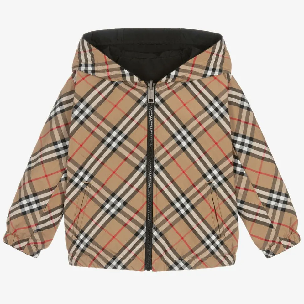 Boys Black Reversible Vintage Check Jacket
