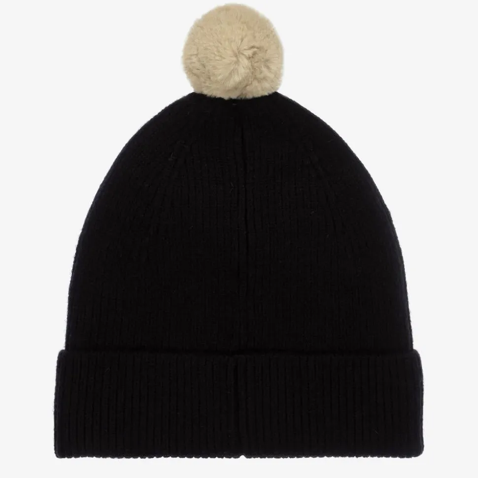 Boys Black Ribbed Beanie Hat