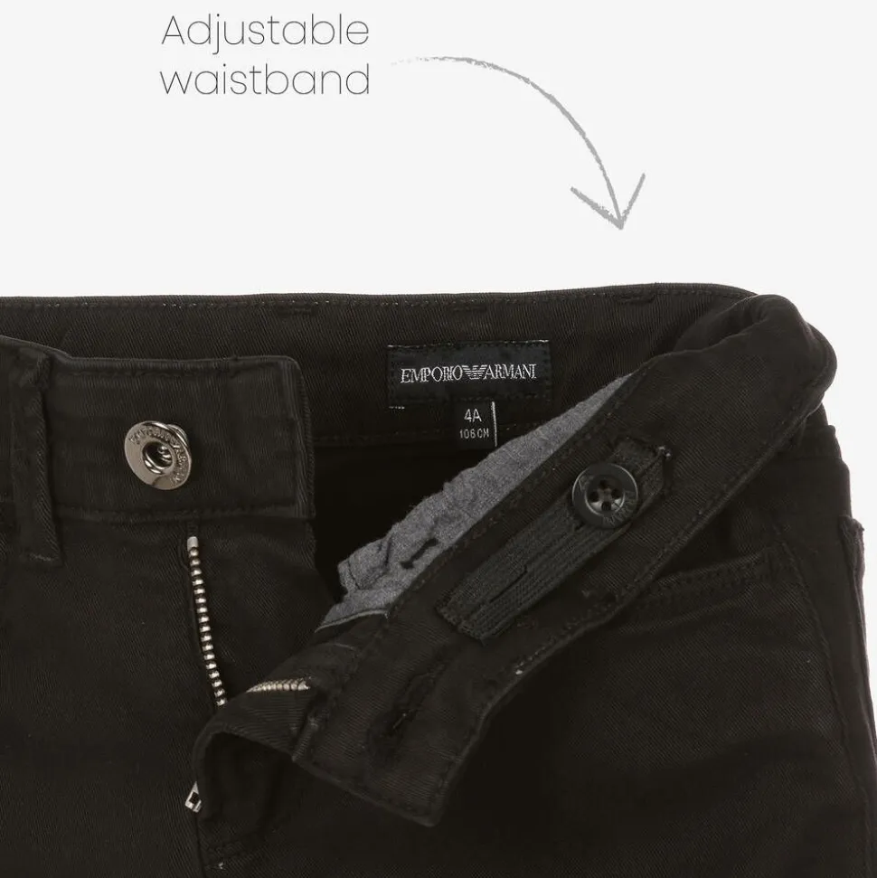 Boys Black Slim Cotton Jeans