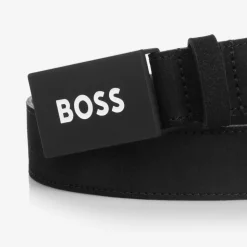 Boys Black Suede Leather Belt