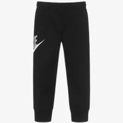 Boys Black Swoosh Logo Joggers