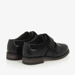 Boys Black Velcro Brogues