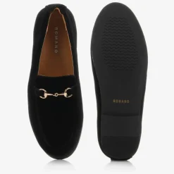 Boys Black Velvet Loafers