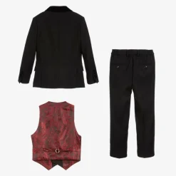 Boys Black Velvet Trim Suit