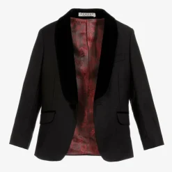 Boys Black Velvet Trim Suit