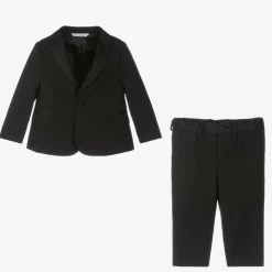 Boys Black Wool 2 Piece Suit