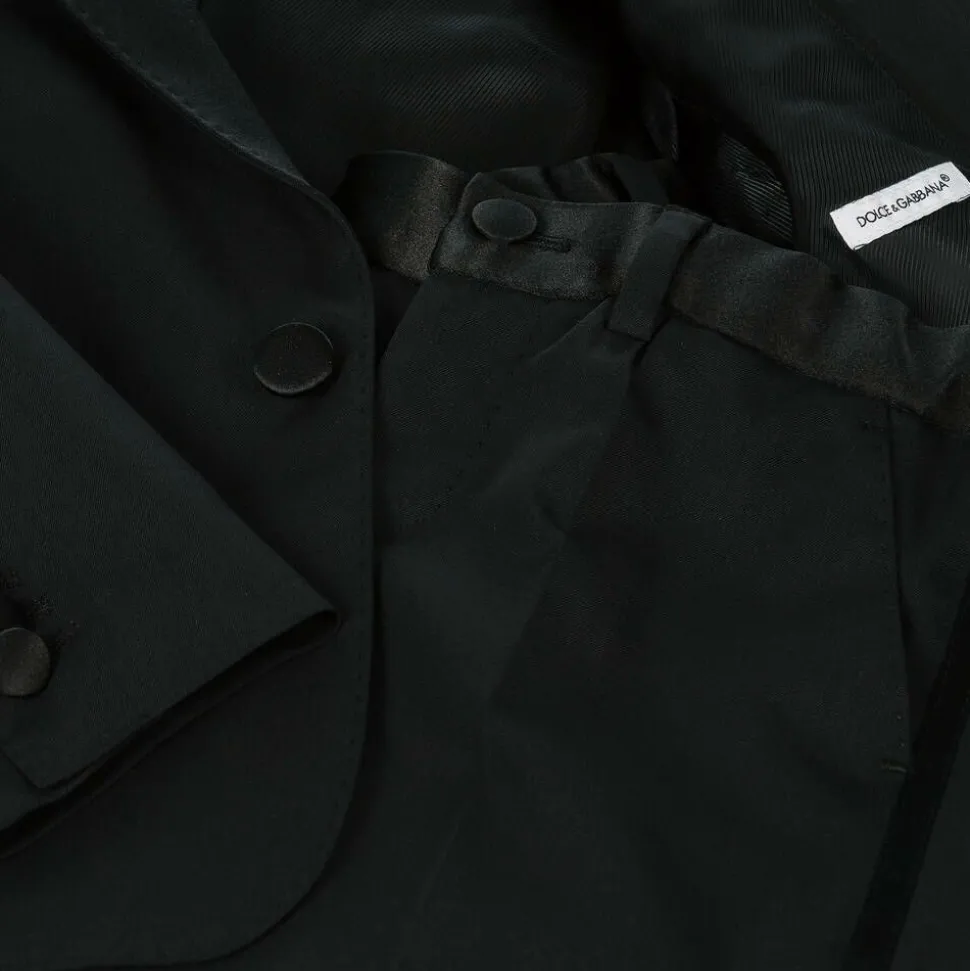 Boys Black Wool 2 Piece Suit