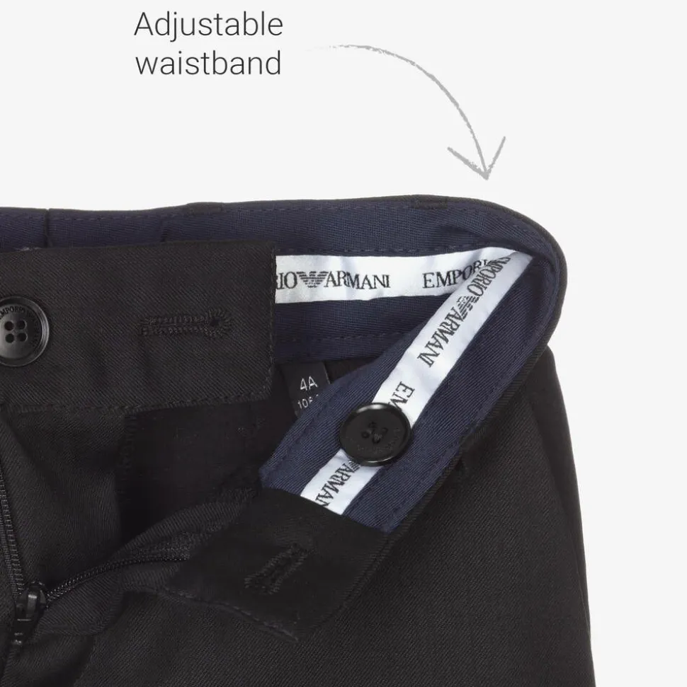 Boys Black Wool Single-Breasted Suit