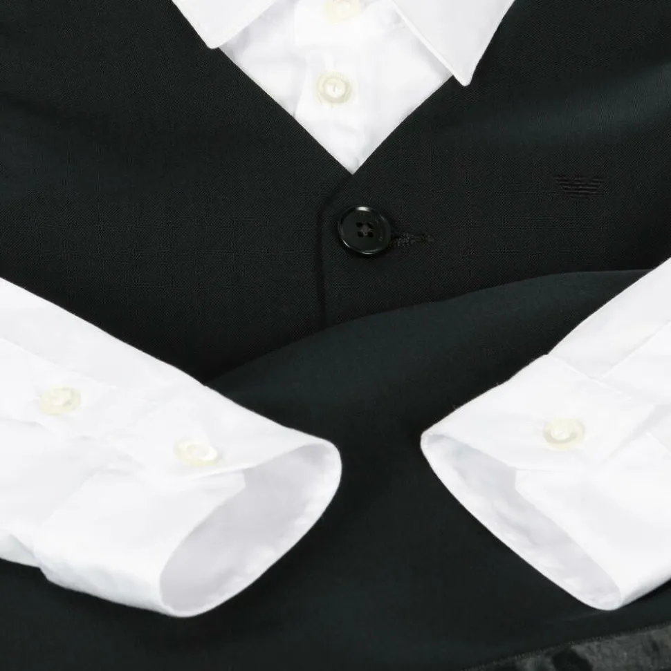 Boys Black Wool Waistcoat Suit