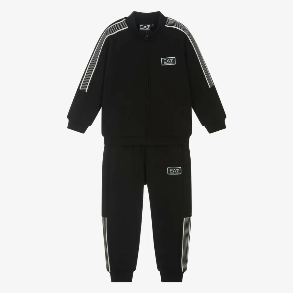 Boys Black Zip-Up Tracksuit