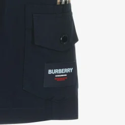 Boys Blue & Beige Check Cargo Shorts