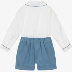 Boys Blue & Ivory Cotton Buster Suit