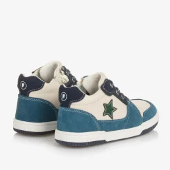 Boys Blue & Ivory Leather Trainers