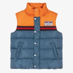 Boys Blue & Orange Puffer Gilet