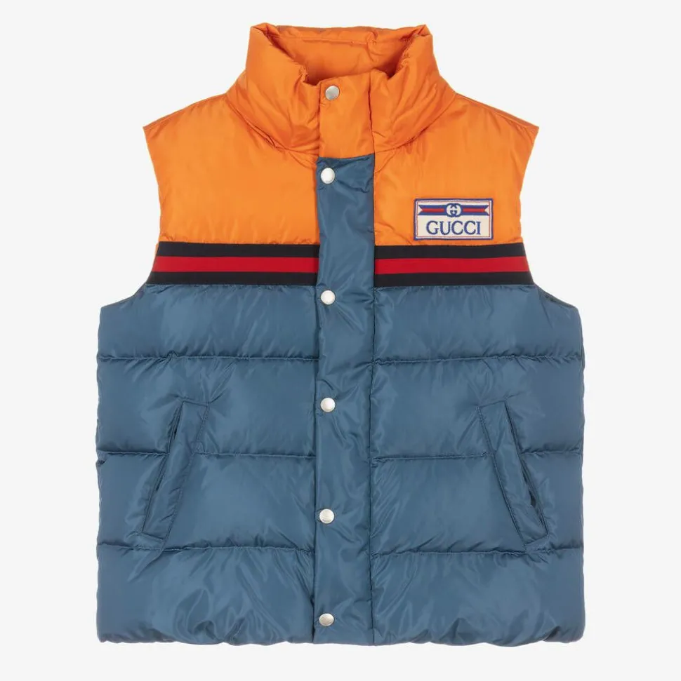 Boys Blue & Orange Puffer Gilet