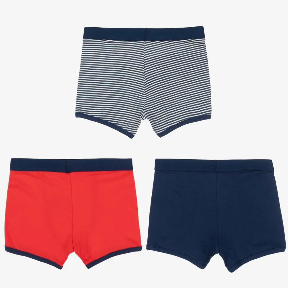 Boys Blue & Red Organic Boxer Briefs (3 Pack)