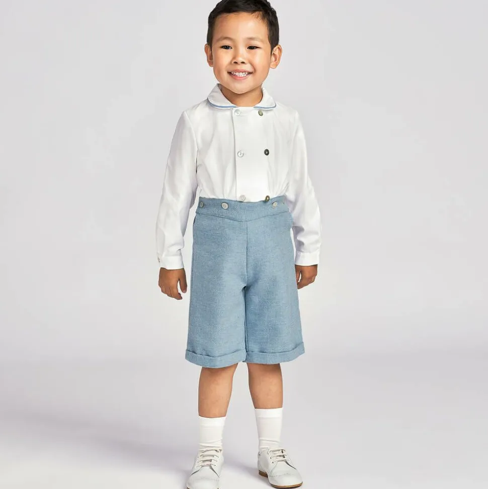 Boys Blue & White Cotton Buster Suit
