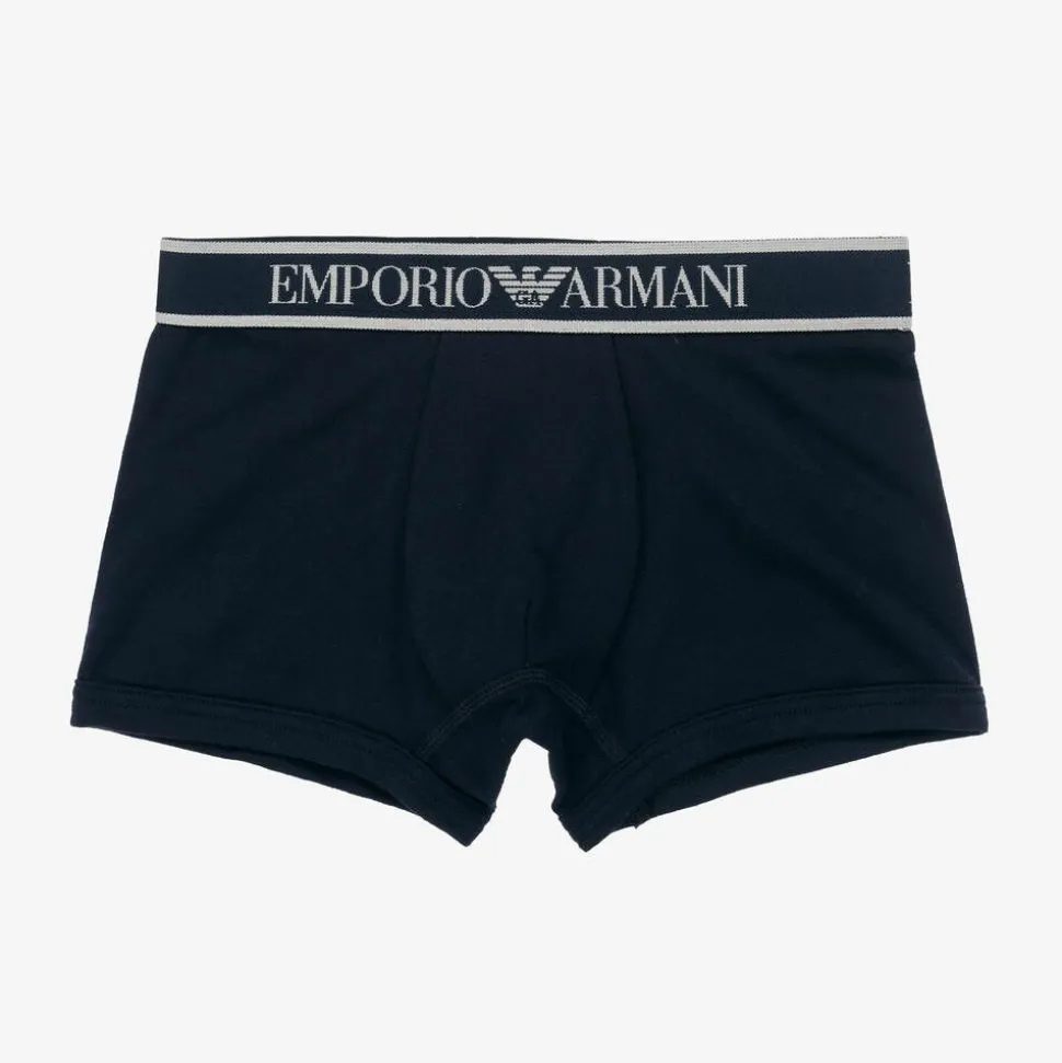 Boys Blue & White Cotton Boxers (2 Pack)