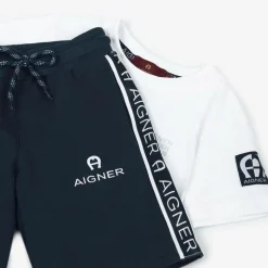 Boys Blue & White Cotton Shorts Set