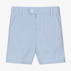 Boys Blue & White Striped Cotton Shorts