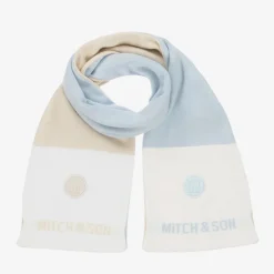 Boys Blue & Beige Reversible Scarf (118cm)