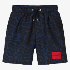 Boys Blue Animal Print Swim Shorts