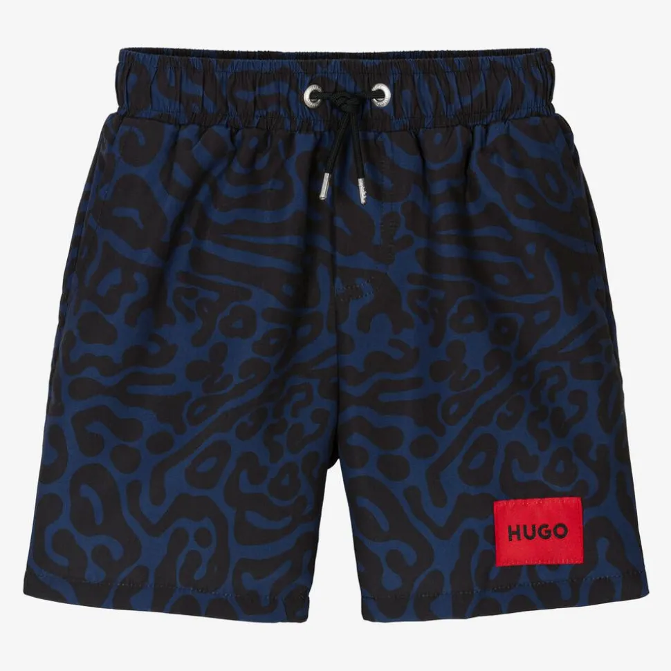 Boys Blue Animal Print Swim Shorts