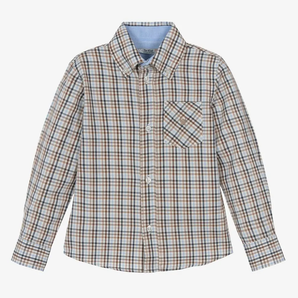 Boys Blue Check Cotton Shirt