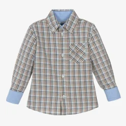 Boys Blue Check Cotton Shirt