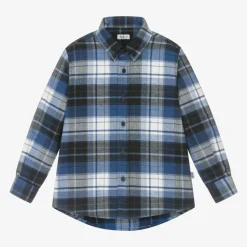 Boys Blue Checked Cotton Shirt