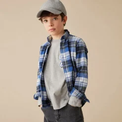 Boys Blue Checked Cotton Shirt